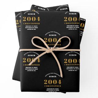 21st Birthday born 2004 Add Name Black Gold  Sheets