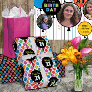 21st Birthday Bright Round Balloons Poster  Sheets