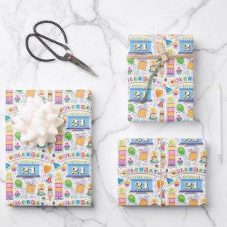 21st Birthday Celebrate Simulated Cutouts Wrapping  Sheets