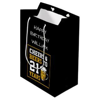21st Birthday Cheers & Beers to 21 Years  Medium  Medium Gift Bag