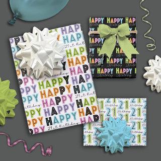 21st Birthday Colorful block and Script Type  Sheets