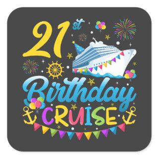 21st Birthday Cruise B-Day Party Square Sticker