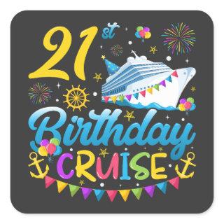 21st Birthday Cruise B-Day Party Square Sticker