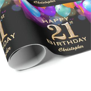 21st Birthday Party Black and Gold Balloons