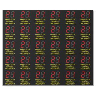 21st Birthday: Red Digital Clock Style "21" + Name