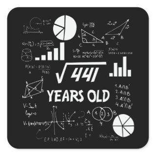 21st Birthday Square Root Math 21 Years Old Bday Square Sticker