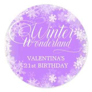 21st Birthday Winter Wonderland Snowflake Favor Classic Round Sticker