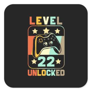 22th Birthday Gift | Level 22 Unlocked Square Sticker