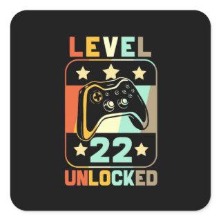 22th Birthday Gift | Level 22 Unlocked Square Sticker