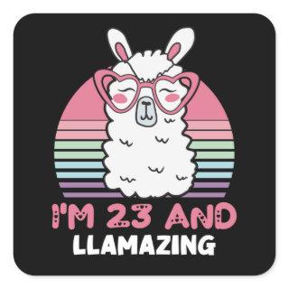 23 Year Old Bday Llamazing 23rd Birthday Llama Square Sticker