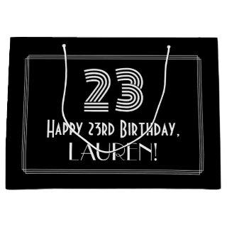 23rd Birthday — Art Deco Inspired Look "23" & Name Large Gift Bag