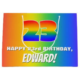 23rd Birthday: Colorful, Fun Rainbow Pattern # 23 Large Gift Bag