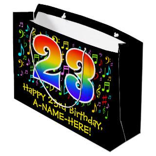 23rd Birthday - Colorful Music Symbols, Rainbow 23 Large Gift Bag