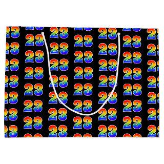 23rd Birthday: Fun Rainbow Event Number 23 Pattern Large Gift Bag