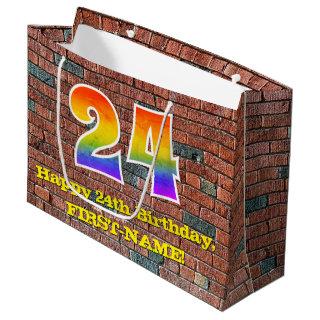 24th Birthday: Fun, Graffiti-Inspired Rainbow # 24 Large Gift Bag