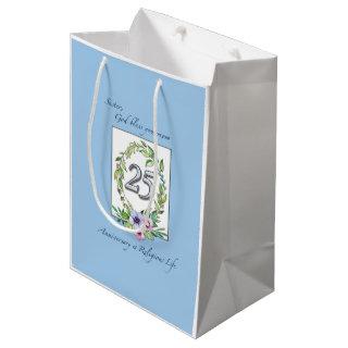 25th Anniversary of Catholic Nun Wreath and Silver Medium Gift Bag