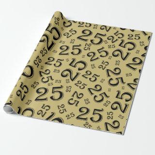 25th Birthday Black/Gold Random Number Pattern 25