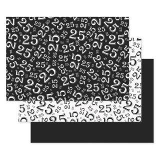 25th Birthday Black & White Number Pattern 25  Sheets
