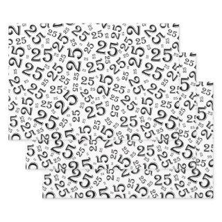 25th Birthday Black & White Random Number Pattern  Sheets
