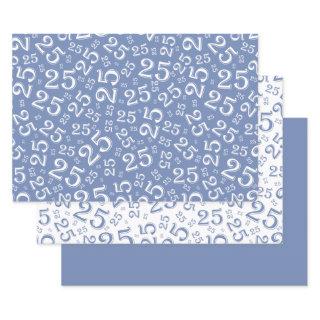 25th Birthday Blue Random Number Pattern 25  Sheets