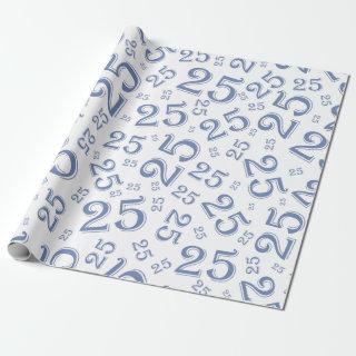 25th Birthday Blue/White Random Number Pattern 25