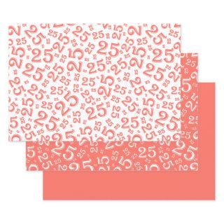 25th Birthday Coral & White Number Pattern 25  Sheets