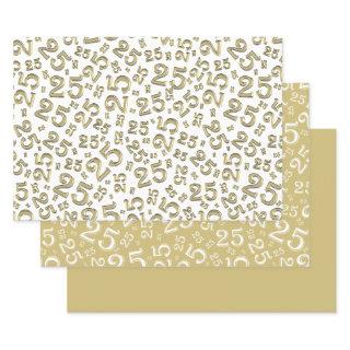 25th Birthday Gold & White Number Pattern 25  Sheets