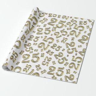 25th Birthday Gold/White Random Number Pattern 25