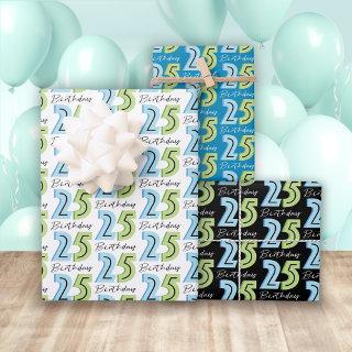 25th Birthday Numbers Green Blue  Sheets