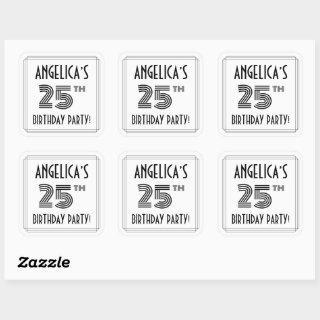 25th Birthday Party: Art Deco Style + Custom Name Square Sticker
