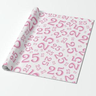 25th Birthday Pink/White Random Number Pattern 25