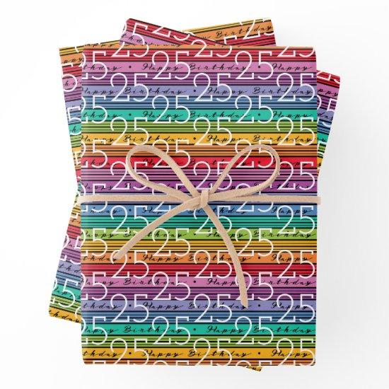 25th Birthday Rainbow Stripes  Sheets
