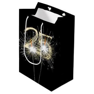 25th Birthday Sparklers on Black Medium Gift Bag