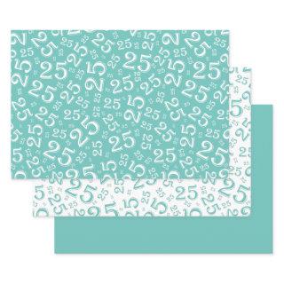 25th Birthday Teal & White Number Pattern 25  Sheets