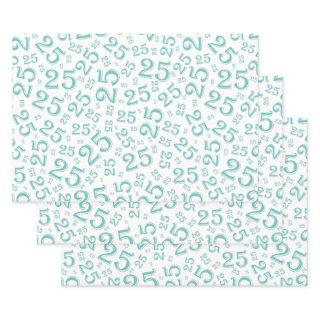 25th Birthday Teal & White Random Number Pattern  Sheets