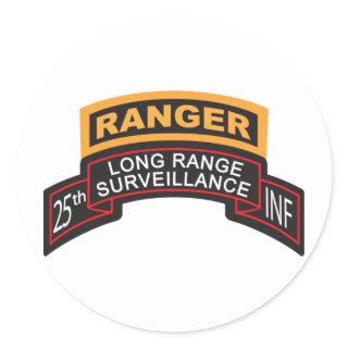 25th Infantry Division LRS Scroll, Ranger Tab Classic Round Sticker