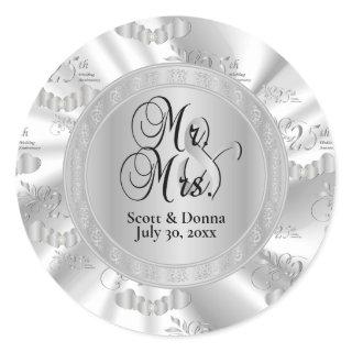 25th Silver Wedding Anniversary Classic Round Sticker