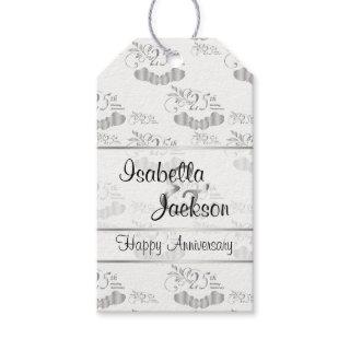 25th Silver Wedding Anniversary Pattern Gift Tags