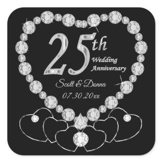 25th Silver Wedding Anniversary Square Sticker