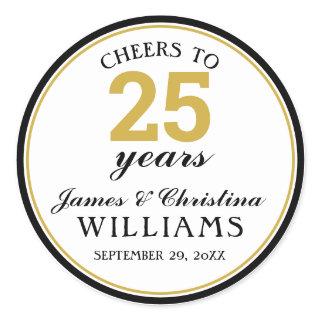 25th Wedding Anniversary Gold Cheers to 25 Years Classic Round Sticker