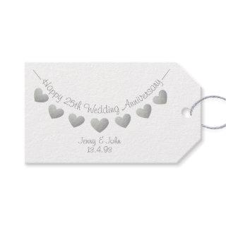 25th Wedding Anniversary silver gift tag