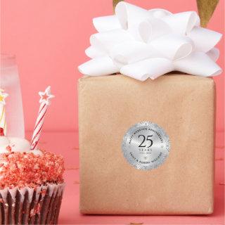 25th Wedding Anniversary Silver Sparkling Frame Classic Round Sticker