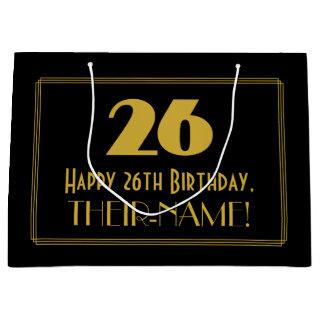 26th Birthday — Art Deco Inspired Look "26" & Name Large Gift Bag