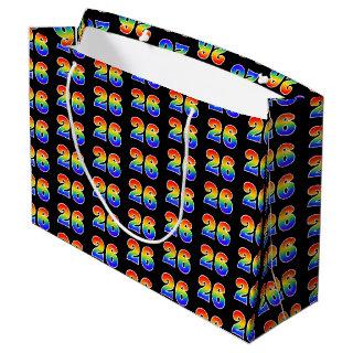 26th Birthday: Fun Rainbow Event Number 26 Pattern Large Gift Bag