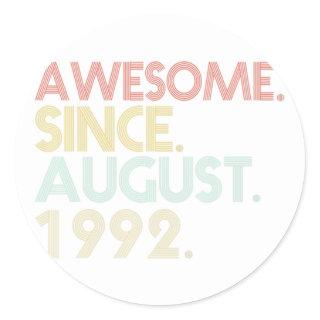 29th Birthday - 29 Years Old Awesome Since August  Classic Round Sticker