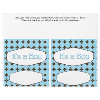 2 Blue Baby Shower Favor Custom Candy Bar Wrappers