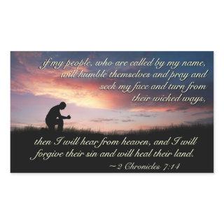 2 Chronicles 7:14 Scripture Praying at Sunset Rectangular Sticker