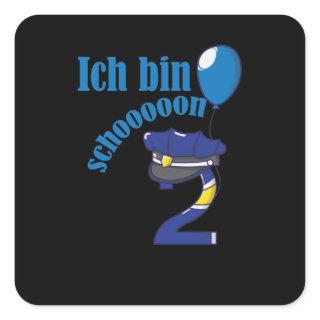 2. Geburtstag Patrol Jungs Kinder Polizei Paw Square Sticker