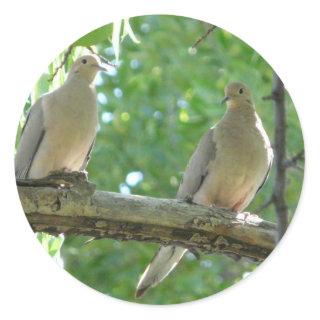 2 morning doves classic round sticker