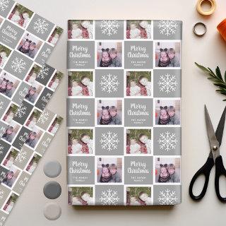 2 Photo Grey Neutrals Merry Christmas Snowflakes  Sheets